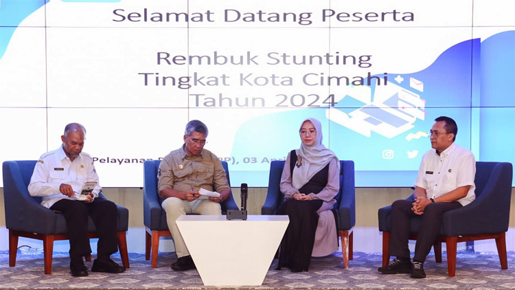 Kegiatan Rembuk Stunting Tingkat Kota Cimahi Tahun 2024 yang diselenggarakan di Ballroom Mall Pelayanan Publik Kota Cimahi, Rabu (03/04) - (Sumber: Bidang IKPS Diskominfo Kota Cimahi)