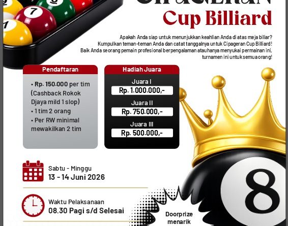 Cipageran Cup Billiard 2026 Sukses Digelar, Silaturahmi dan Sportivitas Jadi Prioritas