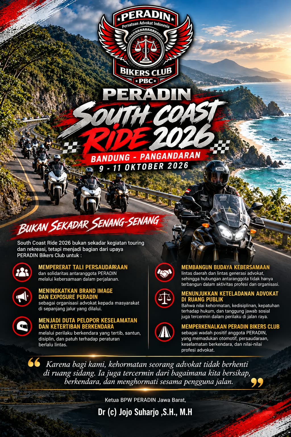 South Coast Ride 2026, Touring Perdana PERADIN Bikers Club Pererat Persaudaraan Anggota
